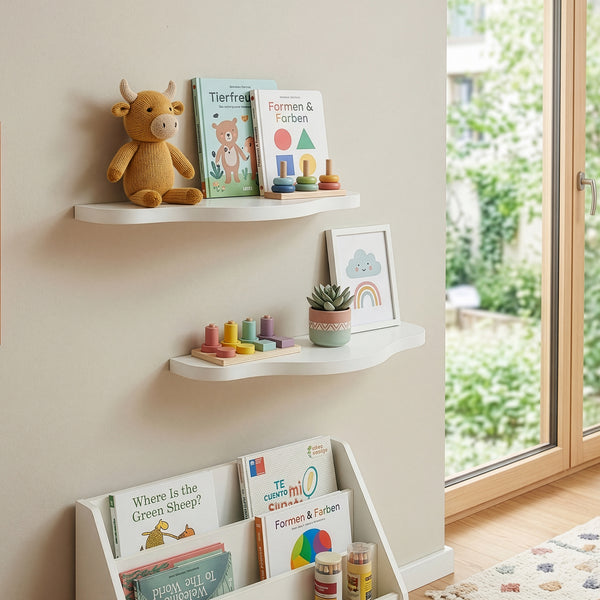 Kinder-Wandregalset 2-tlg. Sirlstalo 57x19x3 cm Weiß [en.casa]