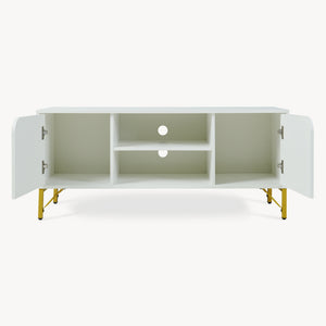 Fernsehschrank Reyri 120x39x52 cm Weiß/Goldfarben [en.casa]