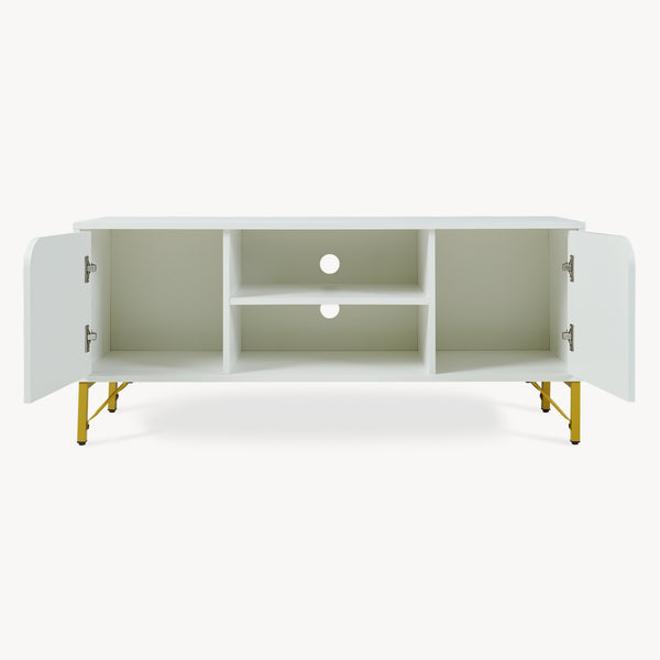 Fernsehschrank Reyri 120x39x52 cm Weiß/Goldfarben [en.casa]