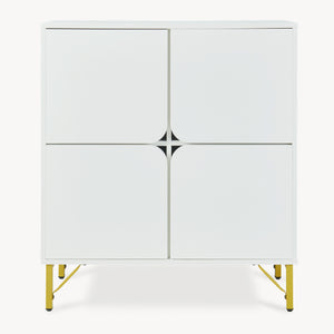 Sideboard Reyri 90x80x35 cm Weiß/Goldfarben [en.casa]