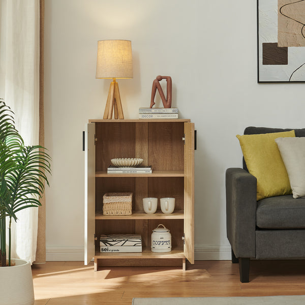 Beistellschrank Kenta 90x60x35 cm Sonoma-Eicheoptik/Weiß [en.casa]