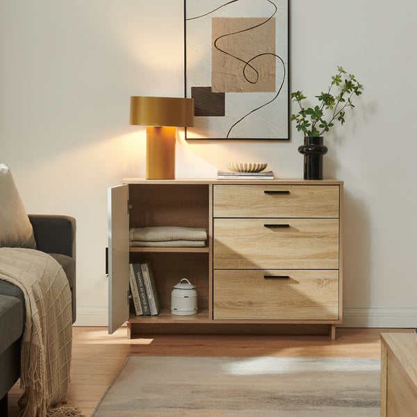 Sideboard Kenta 100x35x72 cm Sonoma-Eicheoptik/Weiß [en.casa]
