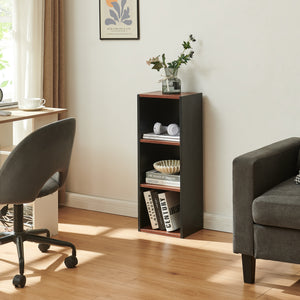 Bücherregal 'Trond' mit 3 offenen Fächern 80 x 30 x 23 cm Schwarz/Walnussoptik