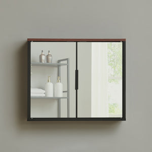 Spiegelschrank Trond 50x60x15 cm Schwarz/Walnussoptik [en.casa]