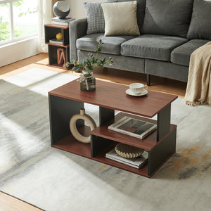 Couchtisch Trond 80x40x42 cm Schwarz/Walnuss [en.casa]