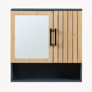Spiegelschrank Svanes 58x56x13 cm Dunkelgrau/Natur [en.casa]