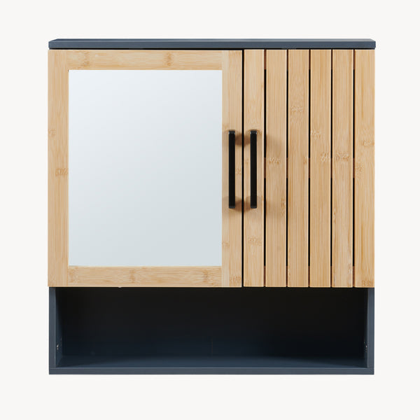 Spiegelschrank Svanes 58x56x13 cm Dunkelgrau/Natur [en.casa]