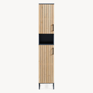 Hochschrank Svanes 170x30x30 cm Dunkelgrau/Natur [en.casa]