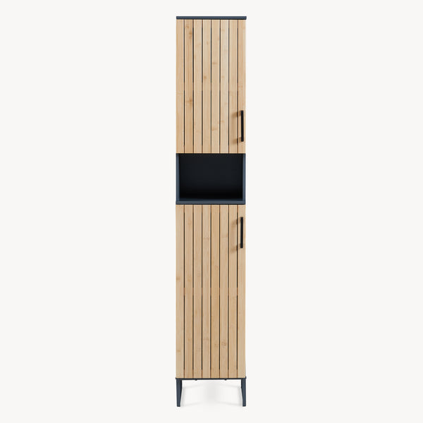 Hochschrank Svanes 170x30x30 cm Dunkelgrau/Natur [en.casa]