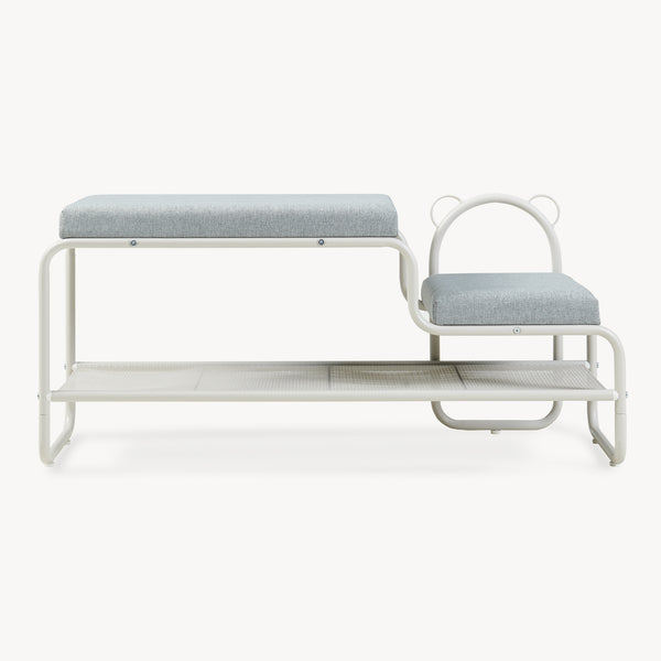 Schuhbank mit Kinderhocker Jässaatka Stahl 100x32x46 cm Grau [en.casa]