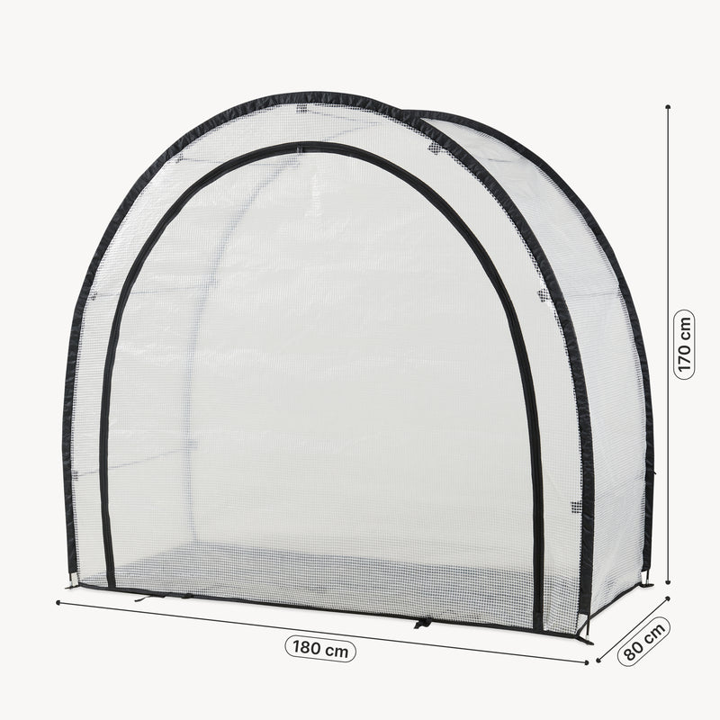 Maßskizze Tomatengewächshaus aus Folie Larshasas 180x80x170 cm Transparent [en.casa]