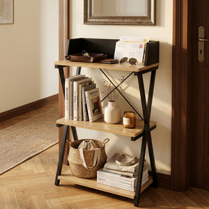 Standregal Kappespoo 84x50x30 cm Schwarz/Eicheoptik [en.casa]