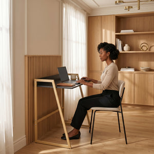 Schreibtisch Kuomi 84x73x47 cm Beige/Dunkelgrau [en.casa]