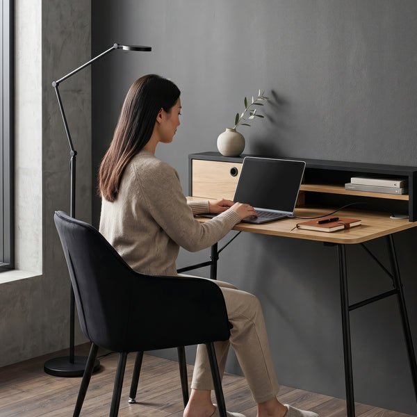 Schreibtisch Var 93x90x50 cm Schwarz/Eicheoptik [en.casa]