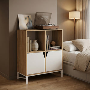 Kommode Kerrköndam 94x76x40 cm Eicheoptik/Weiß [en.casa]