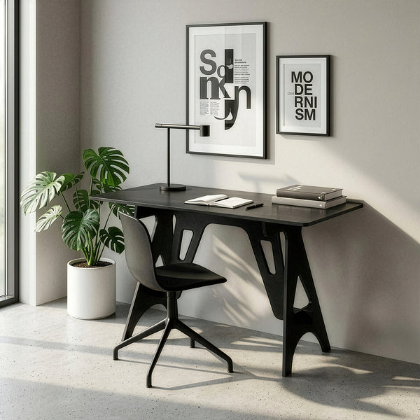 Schreibtisch Bostenenna 120x60x75 cm Schwarz mit Holzmaserung [en.casa]