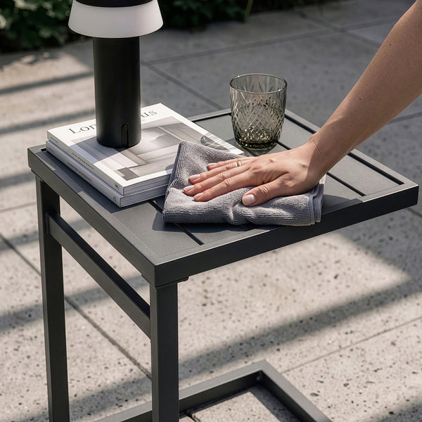 Outdoor Beistelltisch Gaby Stahl 58x40x30 cm Anthrazitgrau [casa.pro]