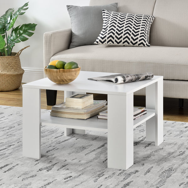 Couchtisch Aachen 60x60x40 cm mit Ablage Weiß en.casa