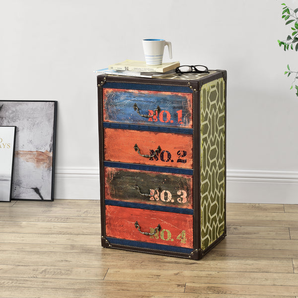 Kommode Geeste 66x40x30 cm mit 4 Schubladen Kunstleder Mehrfarbig en.casa