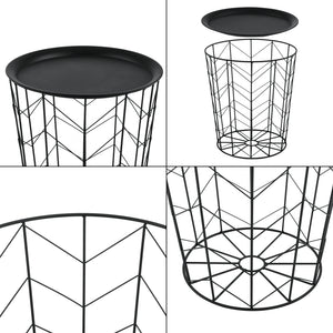 2er-Set Metallkorb Beistelltische Cerisey Schwarz en.casa