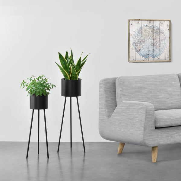 Blumenständer Dalhem 2er Set Schwarz en.casa