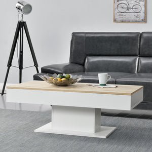 Couchtisch Lünen 40x110x60cm mit 2 Staufächer Eicheoptik Weiß en.casa