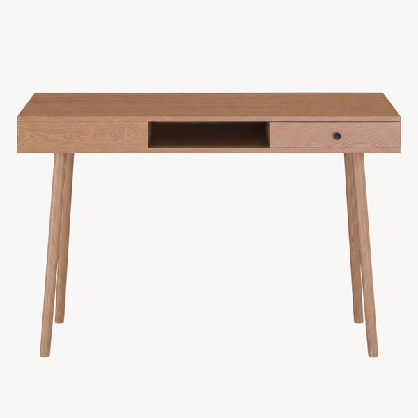 Schreibtisch Habo mit Ablage und Schublade 75x115x48 cm Walnussoptik [en.casa]