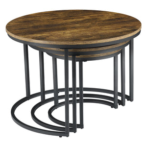 Couchtischset Arvidsjaur 3er Set Dunkler Holzton [en.casa]