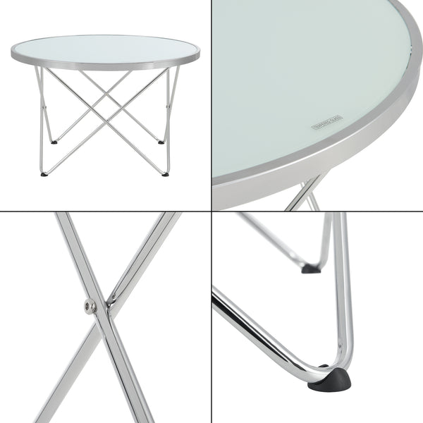 Couchtisch Nikkeby Metallgestell Silber/Milchglasoptik [en.casa]