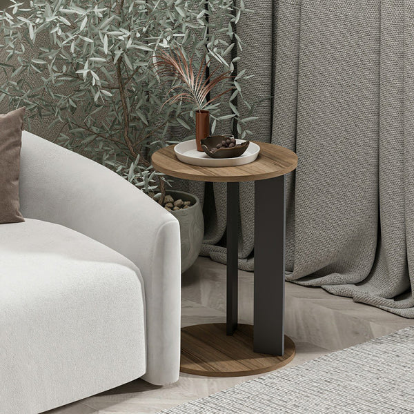 Beistelltisch Frederiksberg 64x34 cm Walnussoptik / Anthrazit [en.casa]