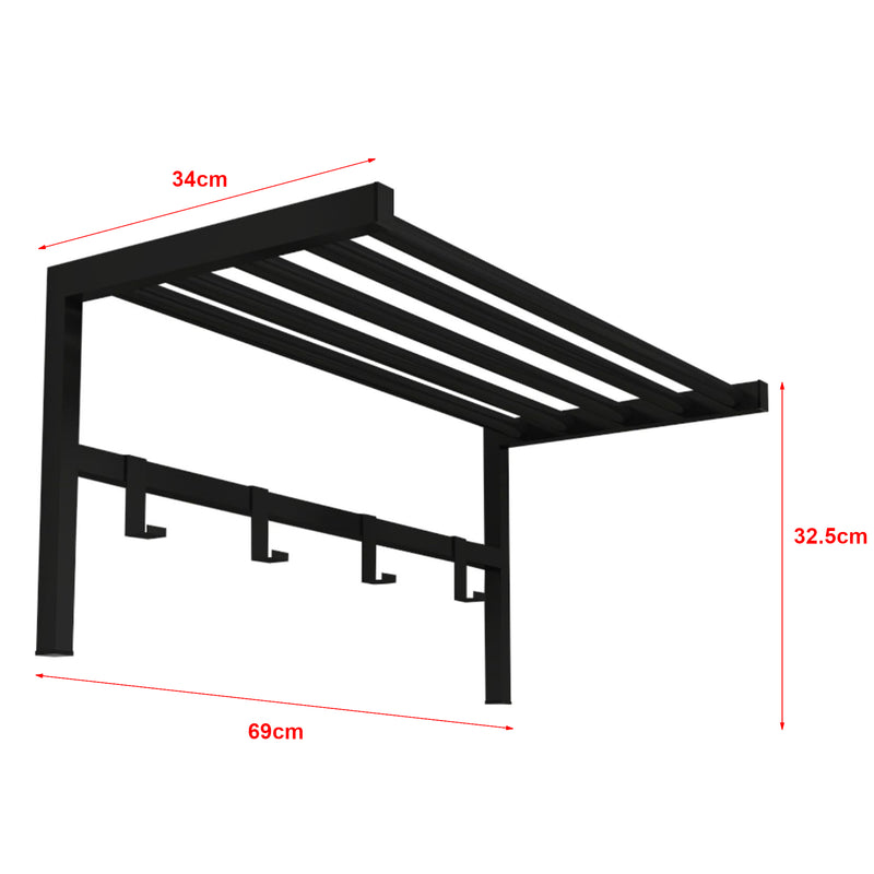 Maßskizze Wandgarderobe Tolga mit Hutablage Schwarz [en.casa]