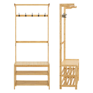 Garderobenständer Tornio 168 x 70 x 35 cm aus Bambus Natur [en.casa]