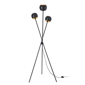 Stehlampe Nykvarn 3-flammig Schwarz / Goldfarben [lux.pro]