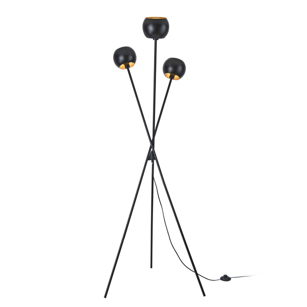 Stehlampe Nykvarn 3-flammig Schwarz / Goldfarben [lux.pro]