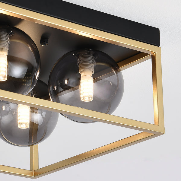 Deckenleuchte Widnes Schwarz / Goldfarben [lux.pro]