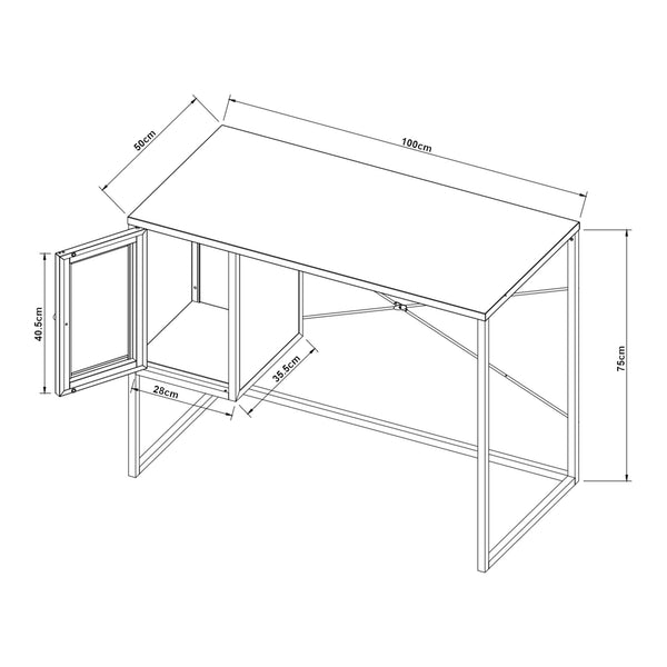 Schreibtisch Sund Stahl 75x100x50 cm Grau [en.casa]