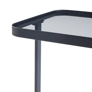 Satztisch Laxå 2er Set Glas und Metall Schwarz [en.casa]