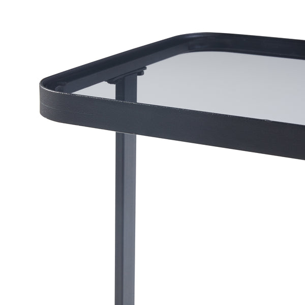 Satztisch Laxå 2er Set Glas und Metall Schwarz [en.casa]