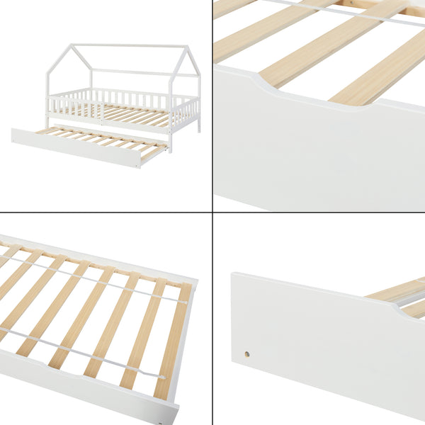 Bettauszug Ydre 197x94x22 cm Weiß [en.casa]