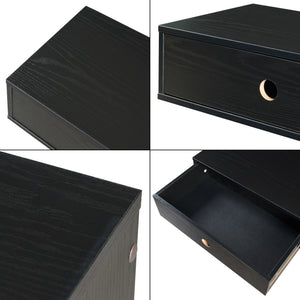 Wandregal Stor mit Schublade 65x30x15 cm Schwarz [en.casa]