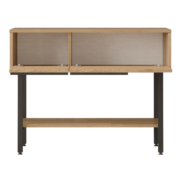 Konsolentisch Kvænangen 100x30x76 cm Eiche/Rattanoptik [en.casa]
