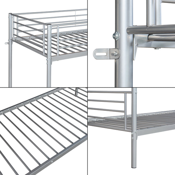 Metall-Etagenbett Soppsar 208,5x97x165 cm Silber [en.casa]