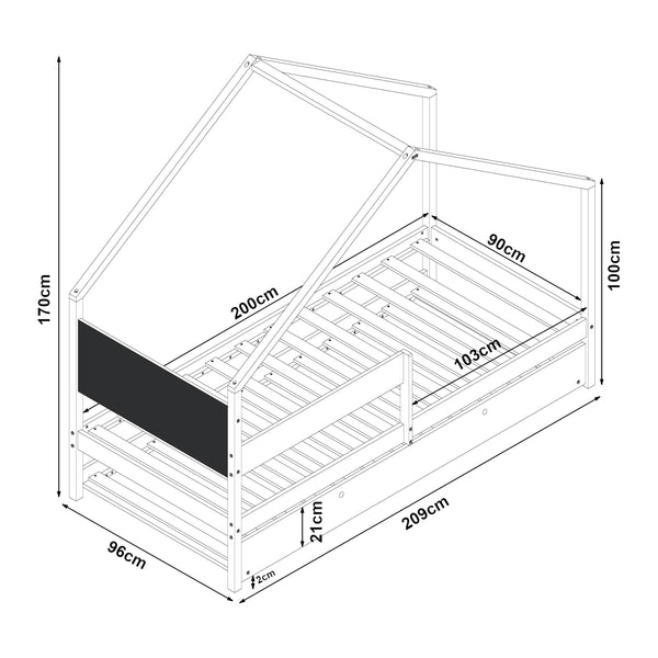 Hausbett Sodankylä mit Ausziehbett mit 2 Matratzen 90x200cm [en.casa]