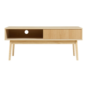 Fernsehtisch Landskrona 115x40x48 cm mit zwei Schiebetüren Eicheoptik [en.casa]