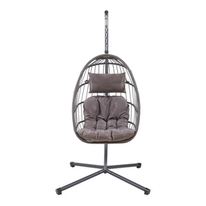 Hängesessel Edeng mit Gestell 196x110x95 cm Grau [en.casa]