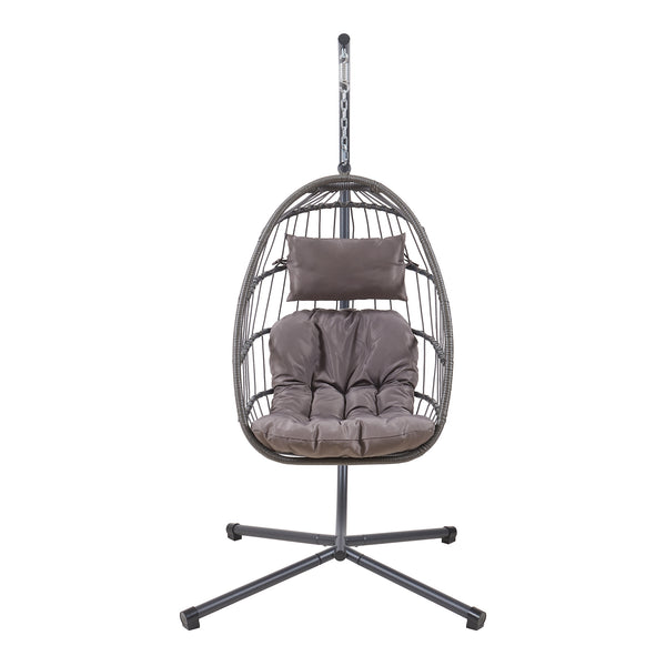 Hängesessel Edeng mit Gestell 196x110x95 cm Grau [en.casa]
