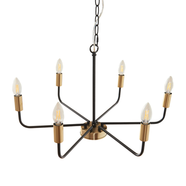 Kronleuchter Bishop Metall Schwarz/Messingfarben [lux.pro]