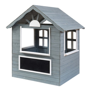 Kinderspielhaus Vesa 138x120x102 cm Tannenholz Grau [casa.pro]
