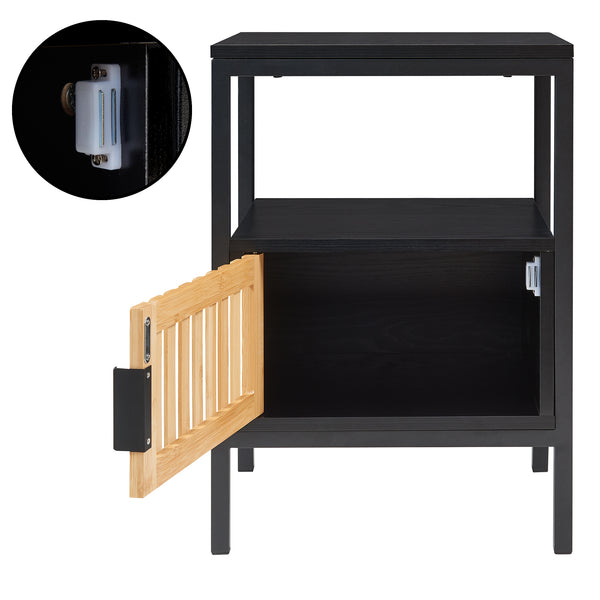 Nachttisch Luniehti 58x40x33 cm Schwarz/Natur [en.casa]