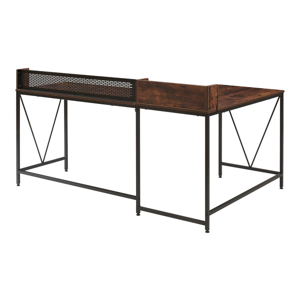Schreibtisch Frelvepirg mit Rückwand L-förmig 165x110x75 cm Walnussoptik [en.casa]